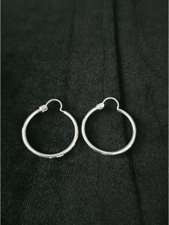 Jewelry - 1" Diamond Cut Sterling Silver Hoops